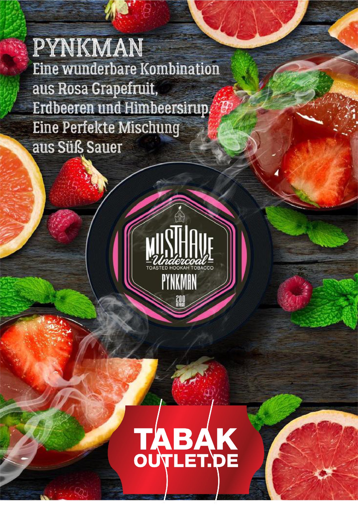 Rosa Grapefruit, Erdbeere und Himbeersirup 25g Dose - Musthave Pynkman